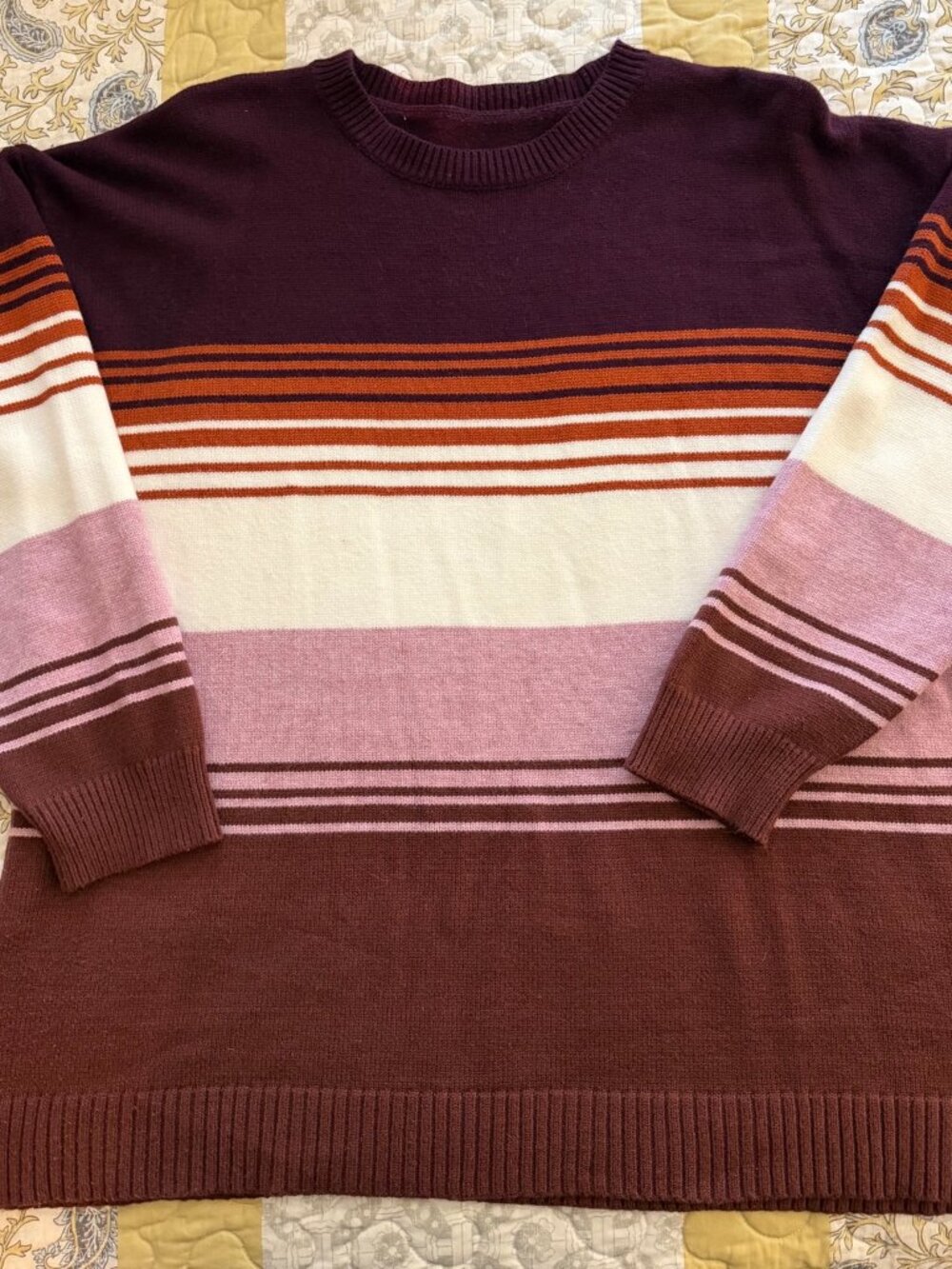BloomChic Plus Size 18/20 Plum Pink Striped Colorblock Knit Sweater
